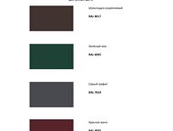 ������: ���������� 0,3-0,5 �� (RAL8017/RAL/6005/RAL7024/RAL3005) ����������  �������� 4 �����: RAL8017/RAL/6005/RAL7024/ RAL3005.  ������� 0, 3-0, 5 �� � ����